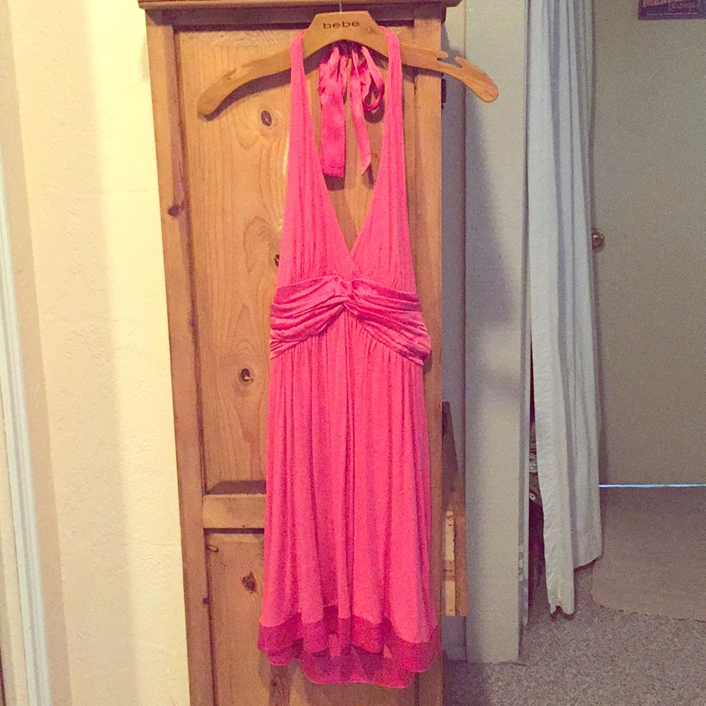 bebe coral party dress